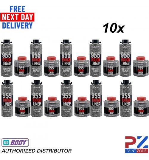 10x HB BODY 955 TOUGH BED LINER COATING 6 BOTTLE KIT WITH HARDENER - BLACK